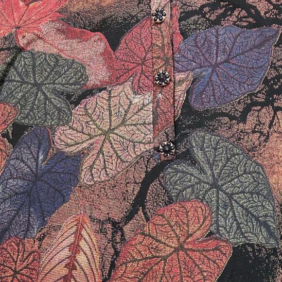 70s Leaf Leaves Botanical Autumnal Shift Dress - Picture 2 of 3